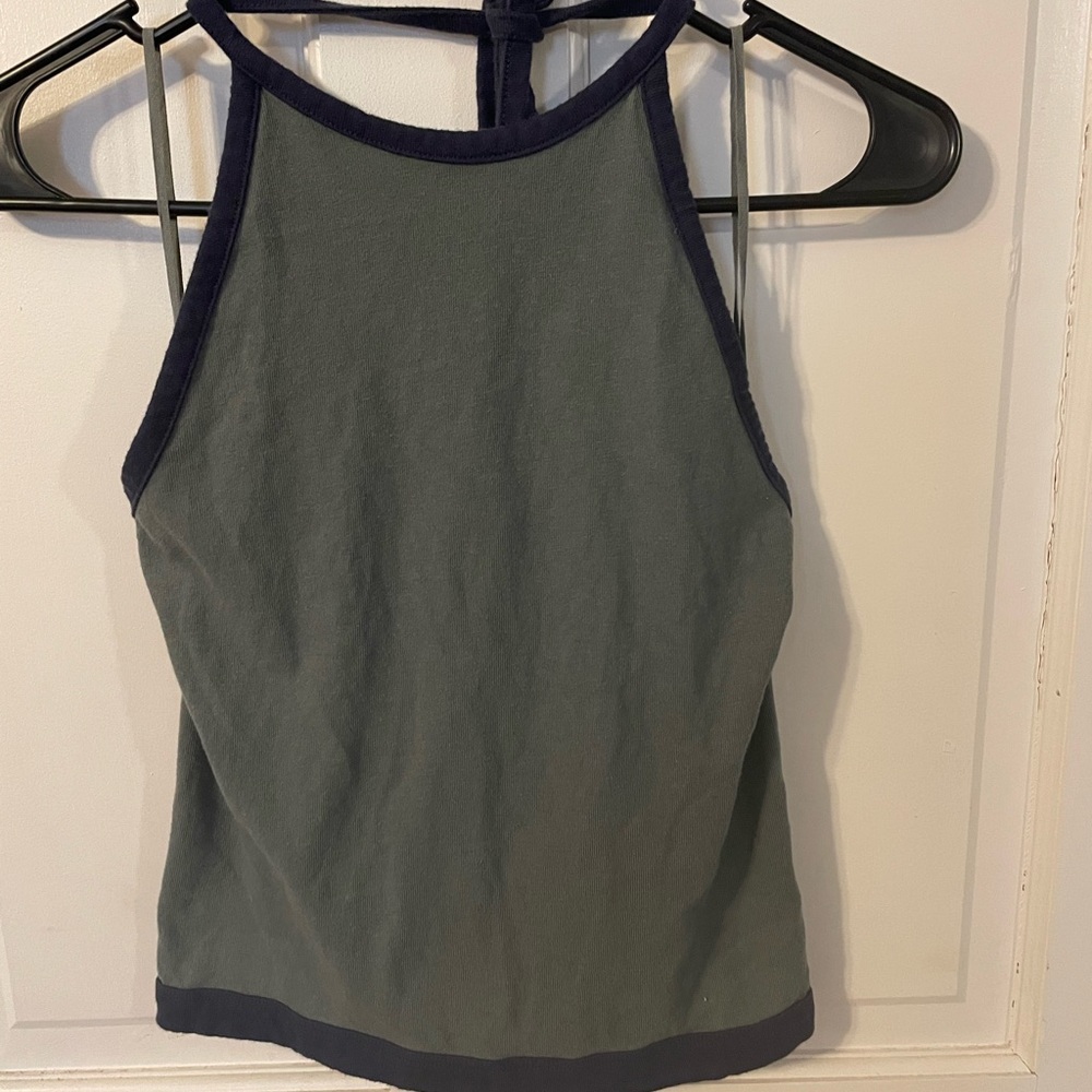 American Eagle Green and Navy Halter Top
